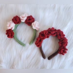 Women and girls head band hand crocheted flower headband spring summer accessory